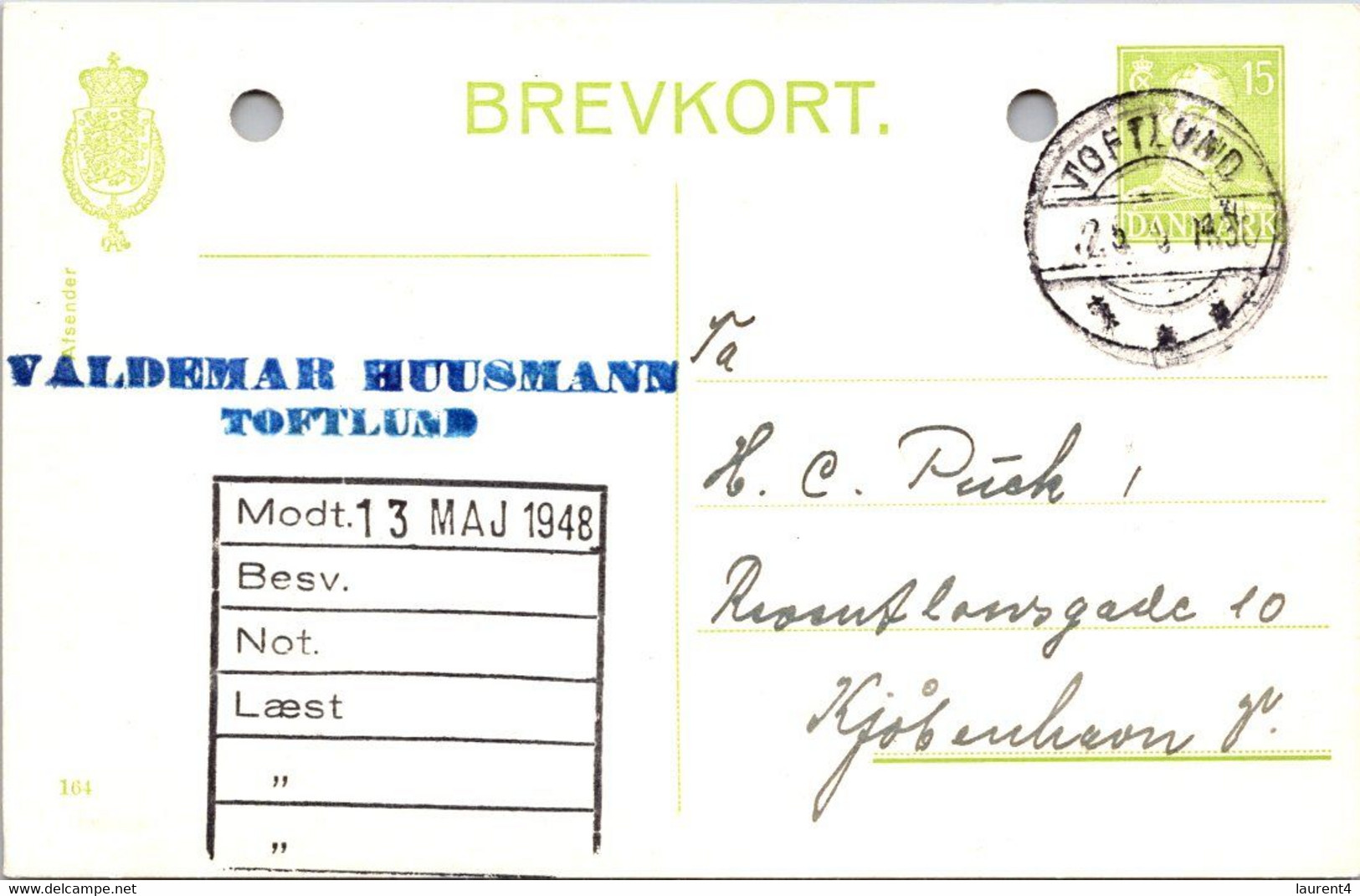 (4 C 8) Very Old Denmark - Brevkort - Posted 1948 - Autres & Non Classés