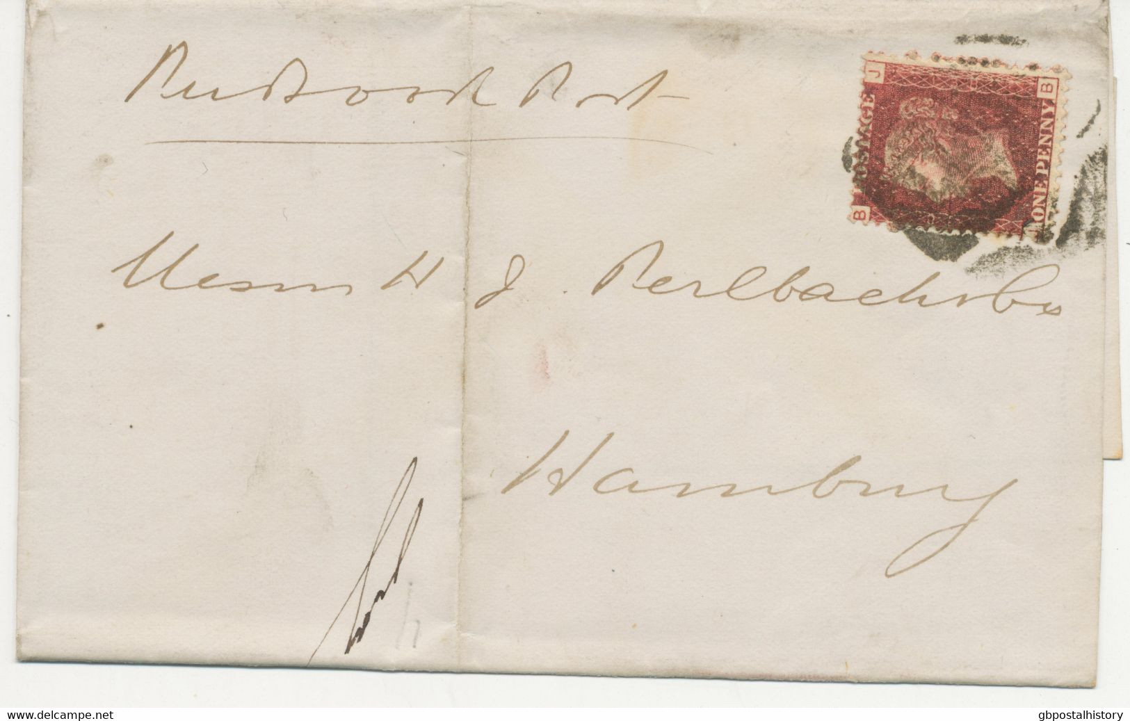 GB „159“ Scottish Numeral (GLASGOW) On Very Fine Wrapper „Per Book Post“ With QV 1d Red Plate 138 (JB) To HAMBURG - Covers & Documents