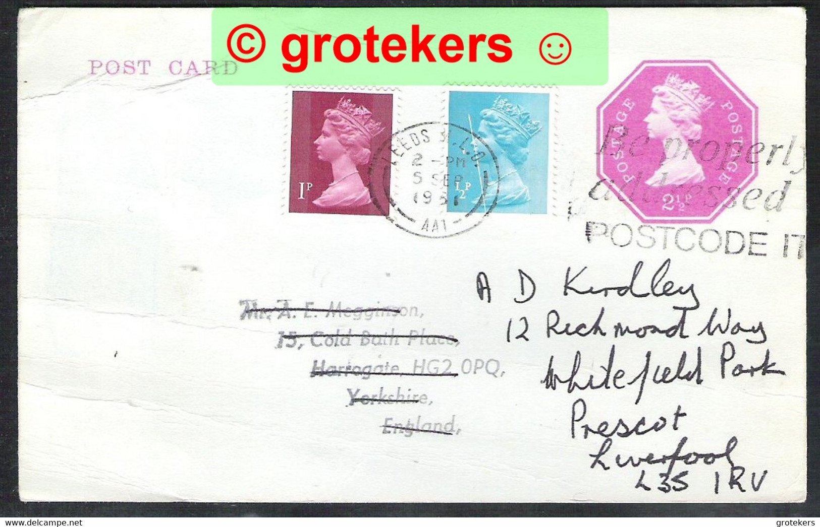 Postcard 2½ P With Additional Franking. Spectacular Misprinting On The ½P Stamp - Variétés, Erreurs & Curiosités