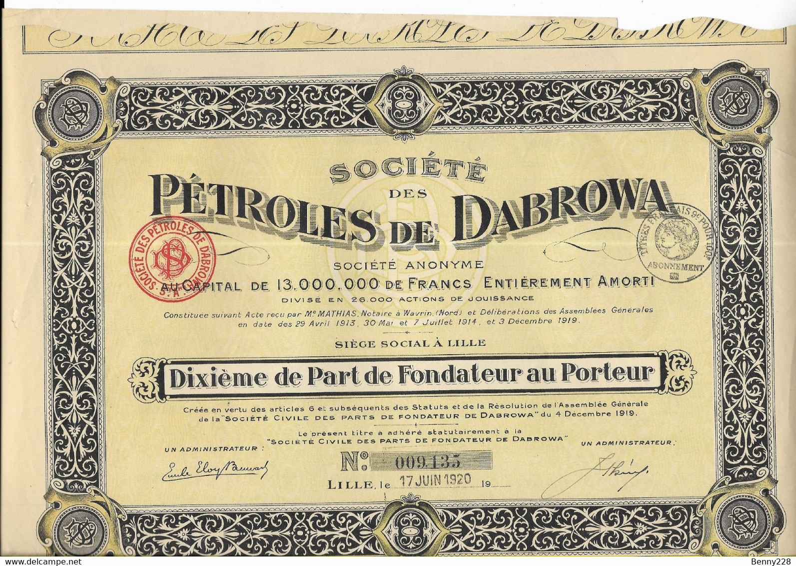 PETROLES DE DABROWA - 1920 - Aardolie