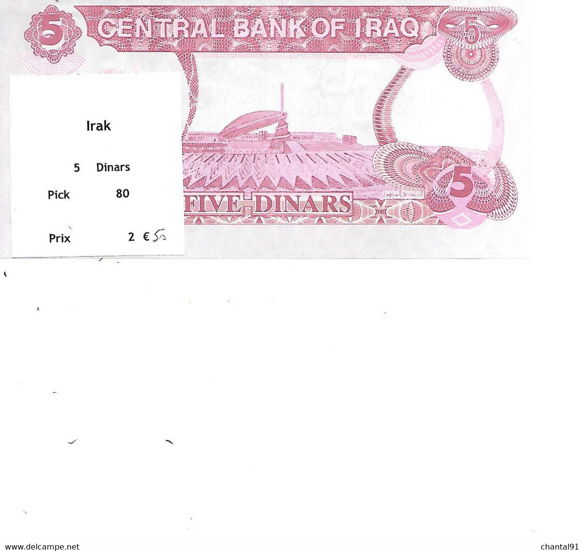 IRAK BILLET 5 DINARS PICK 80 - Iraq