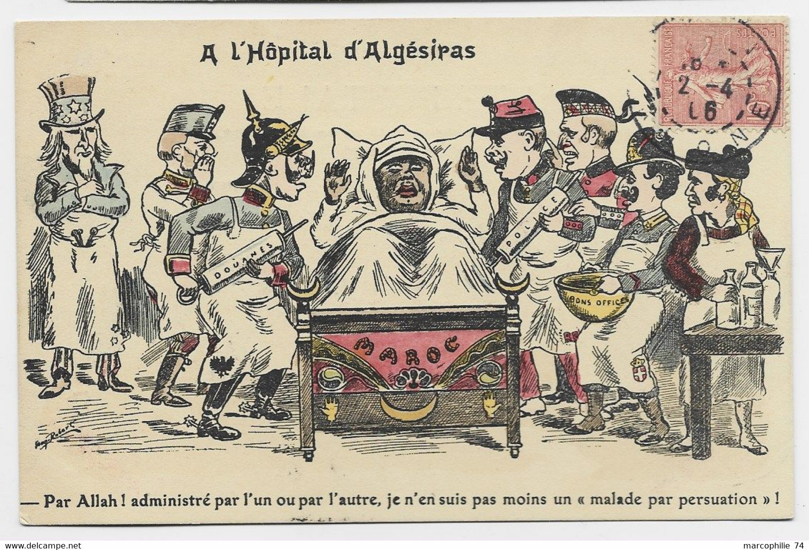 FRANCE CARTE ILLUSTRATEUR ROBERT CARTE SATIRIQUE A L'HOPITAL D'ALGERSIRAS PAR ALLAH - Robert