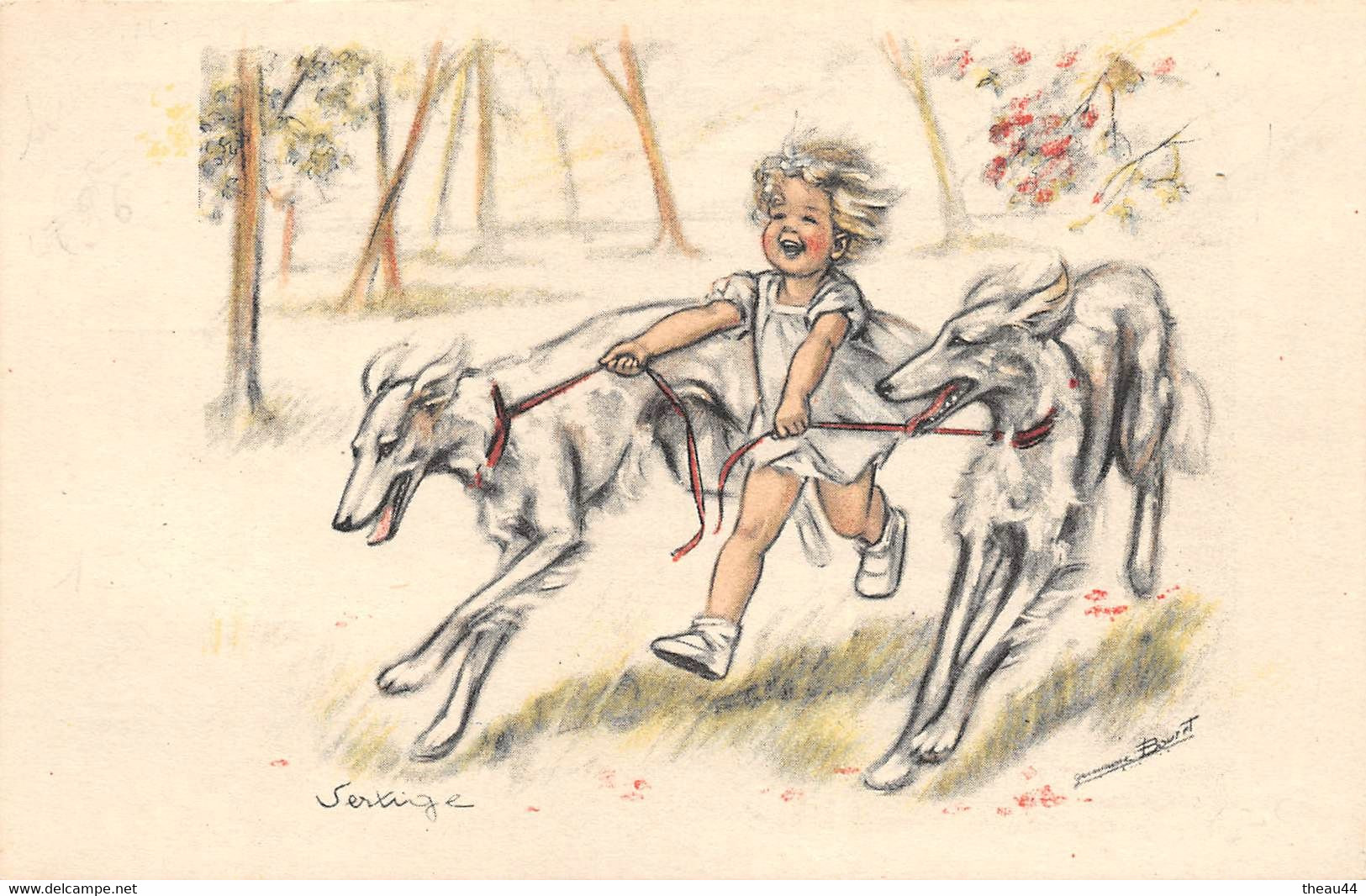 ¤¤  -  ILLUSTRATEUR  " Germaine BOURET "  -  Chiens , Lévrier   -   ¤¤ - Bouret, Germaine