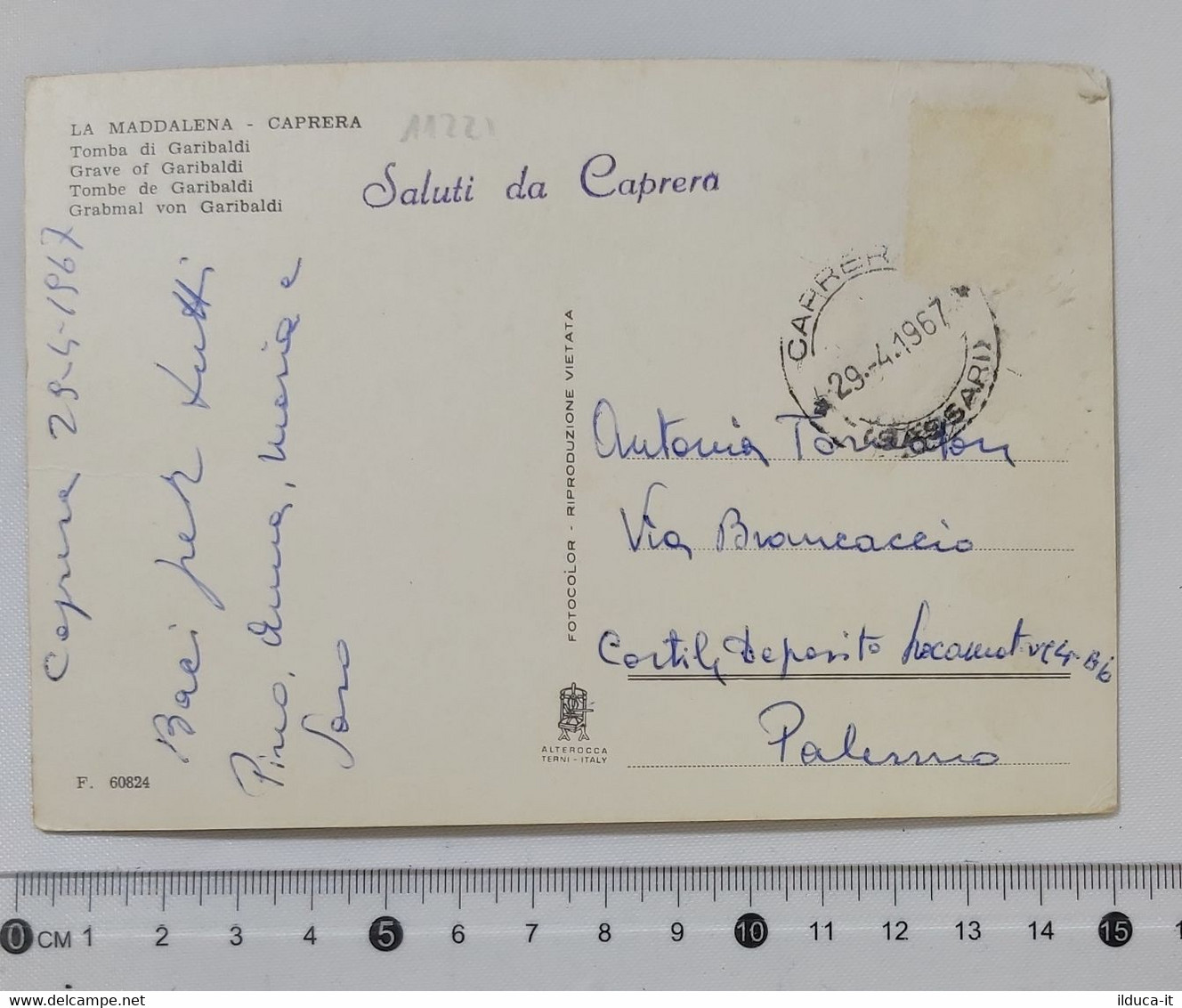 11221 Cartolina - Sassari - La Maddalena Caprera - Tomba Garibaldi 1967 - Cagliari