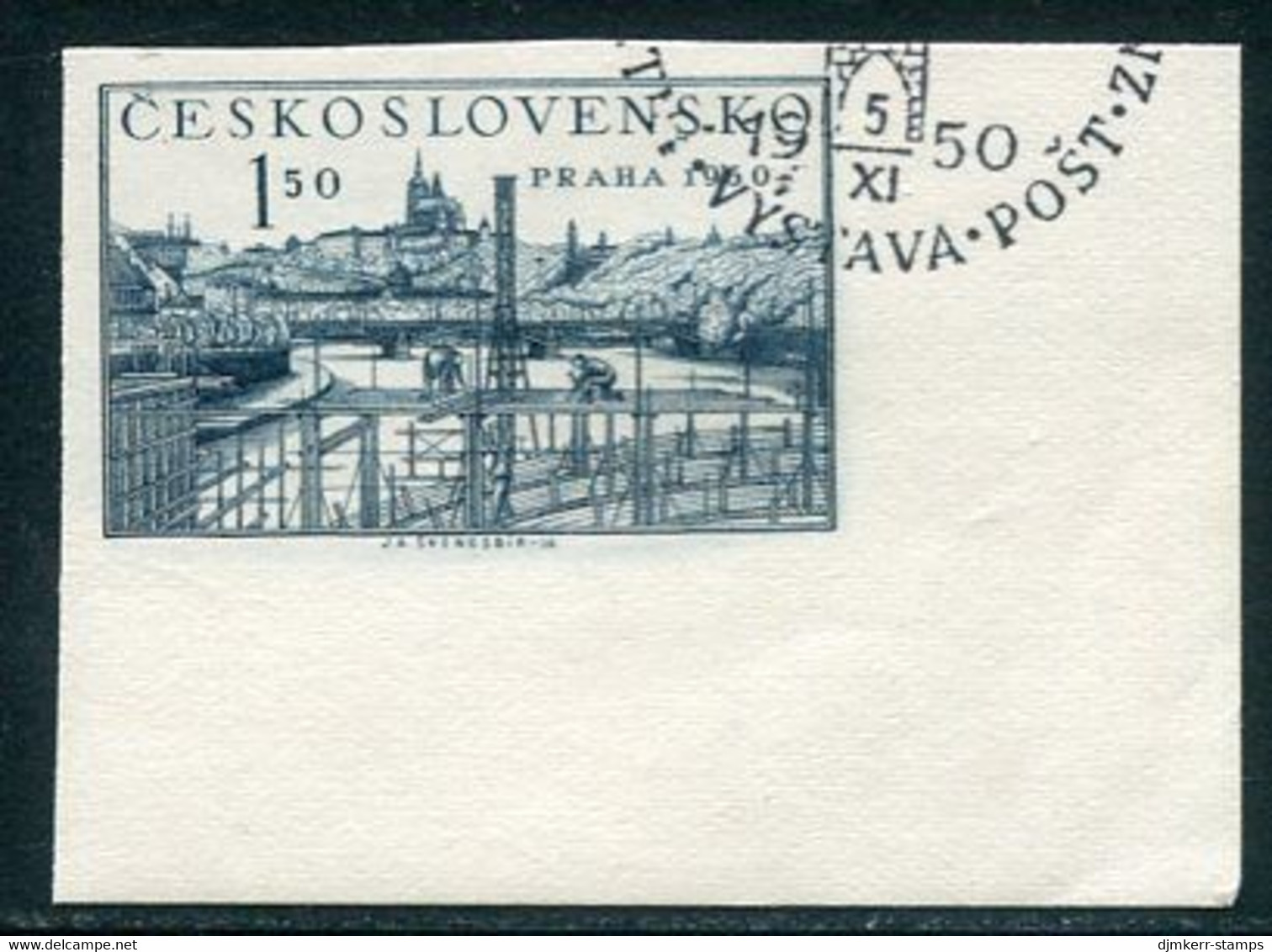 CZECHOSLOVAKIA 1950 Prague Philatelic Exhibition Single Ex Block Used.  Michel 638B - Usati