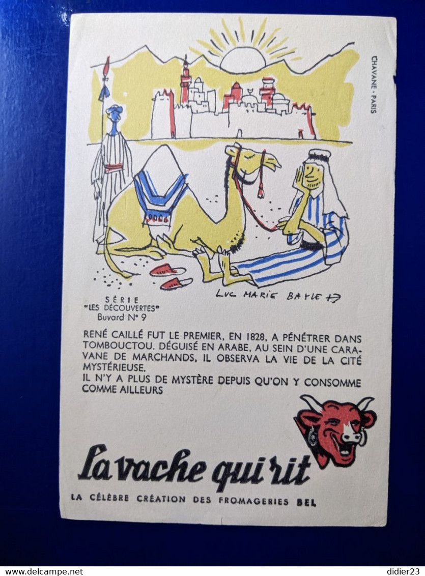 BUVARD PUBLICITAIRE  FROMAGE LA VACHE QUI RIT ILLUSTRATEUR  LUC MARIE BAYLE TONBOUCTOU RENE CAILLE - Mosterd