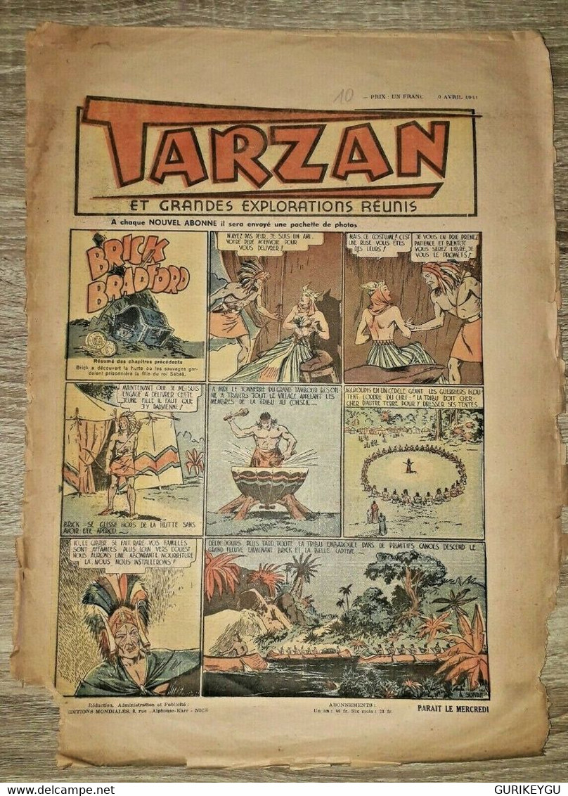 TARZAN N° 10 Zone Libre 09/04/1941 Brick Bradford Le Fantome D'Acier RARISSIME - Tarzan