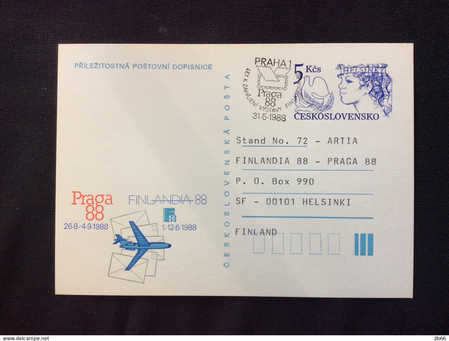 CDV 211 B 1988 Adressé à Helsinki Colombe Enfant  Exposition Philatélique Internationale Finlandia 88 Et Prague Praga 88 - Ansichtskarten