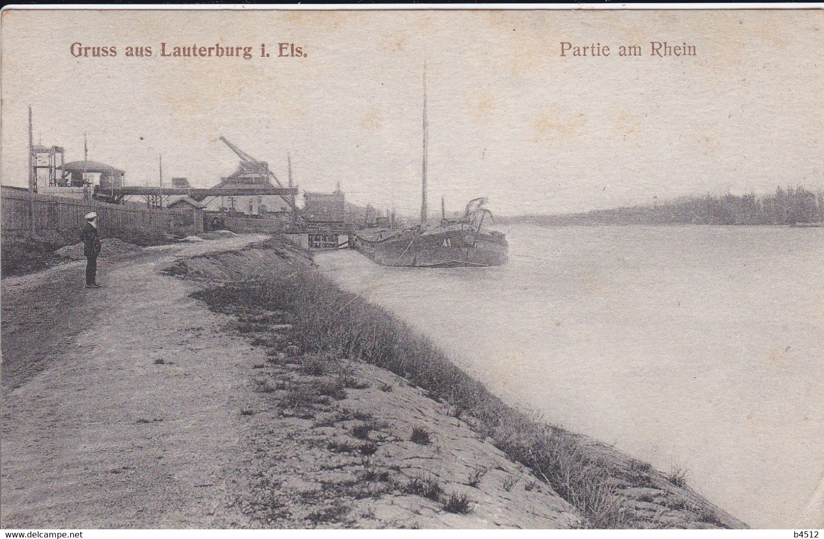 67 LAUTERBOURG LAUTERBURG Péniche En Chargement ,navigation Fluviale 1918,pli - Lauterbourg