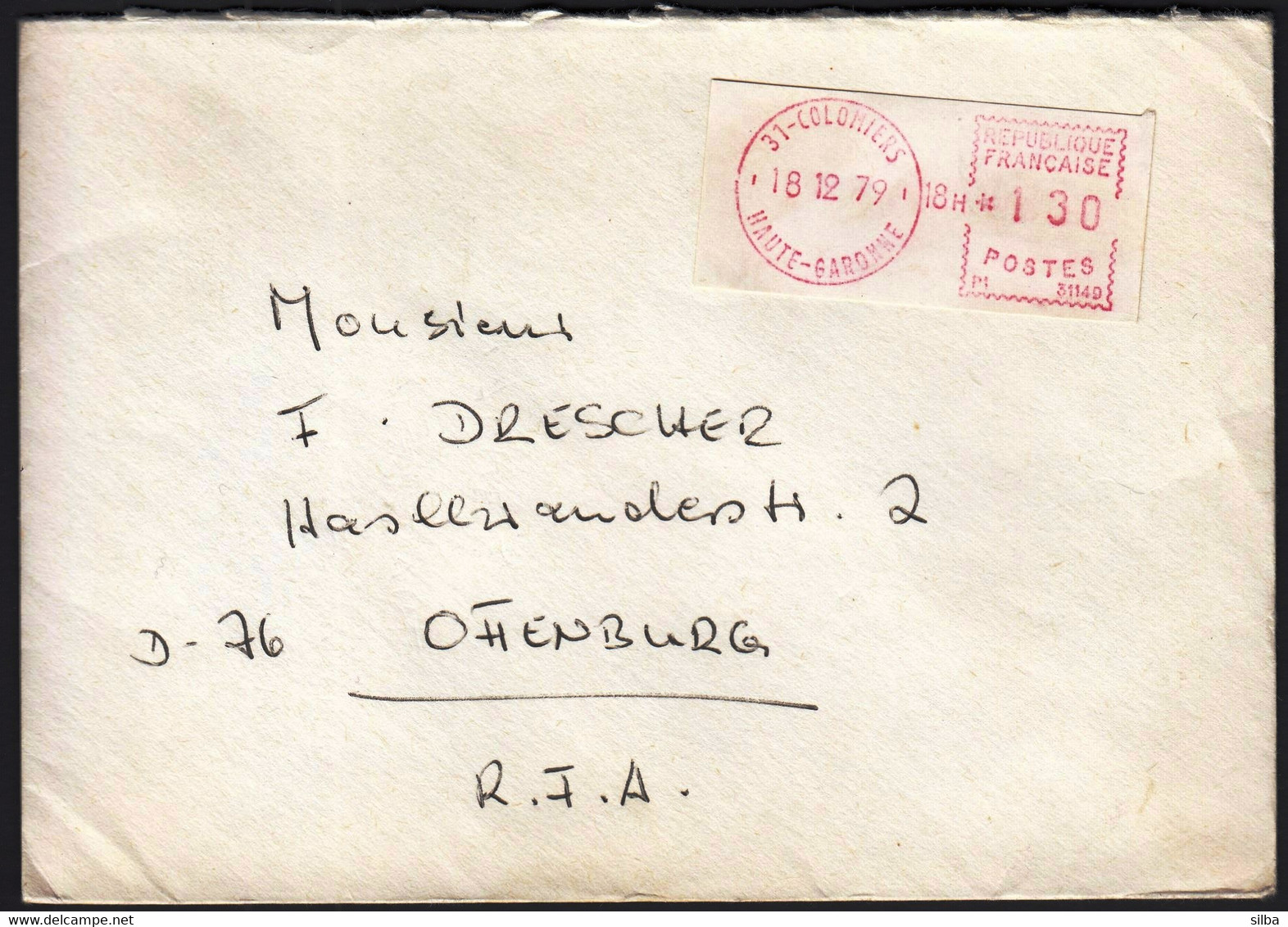 France 1979 / Coloniers / Franking Label, White, Red / Machine Stamp, Automat - 1969 Montgeron – Papier Blanc – Frama/Satas