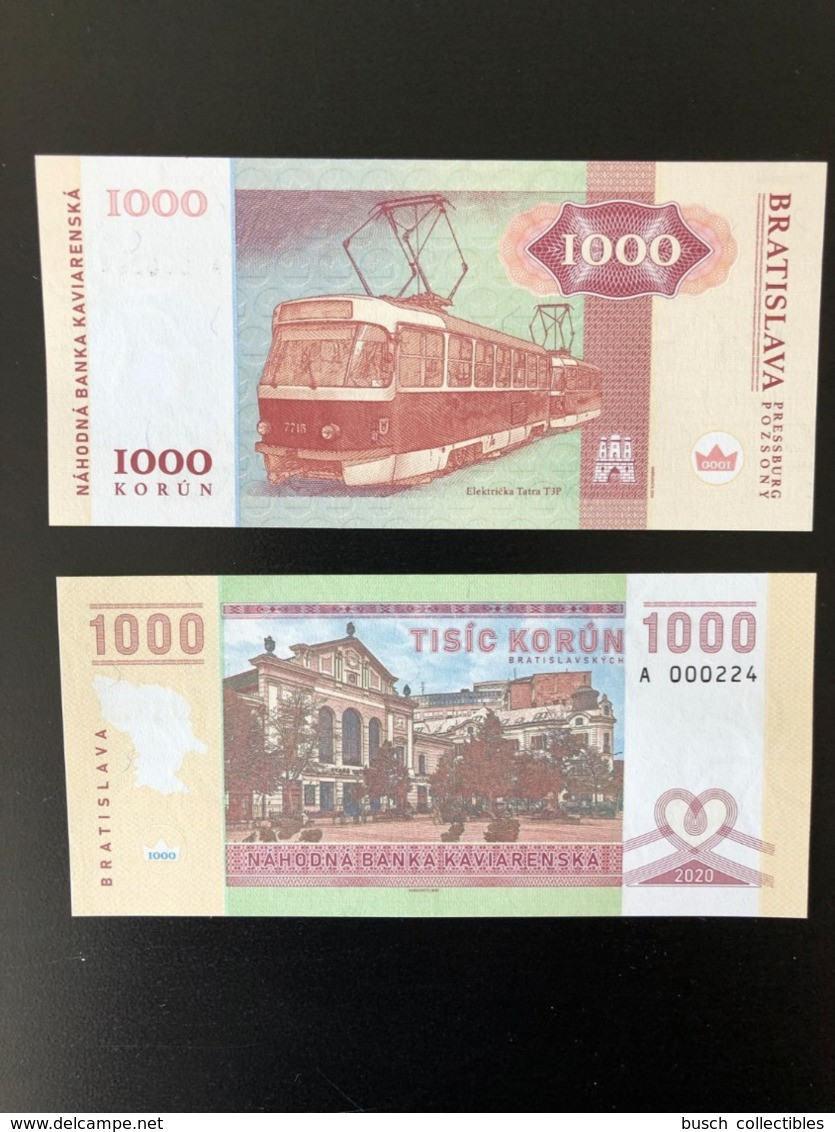 2020 Matej Gabris 1000 Korun Bratislava Elektricka Tatra T3P Tramway Straßenbahn A UNC SPECIMEN ESSAY Tirage Limité - Fiktive & Specimen