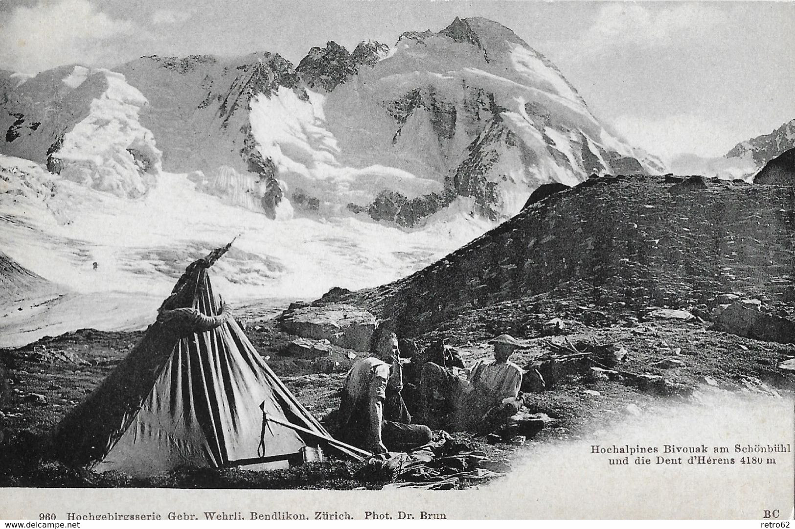HOCHALPINES BIWAK → Bergsteiger Am Schönbühl Mit Der Dent D'Hérens Ca.1900     ►RAR◄ - Gsteig Bei Gstaad