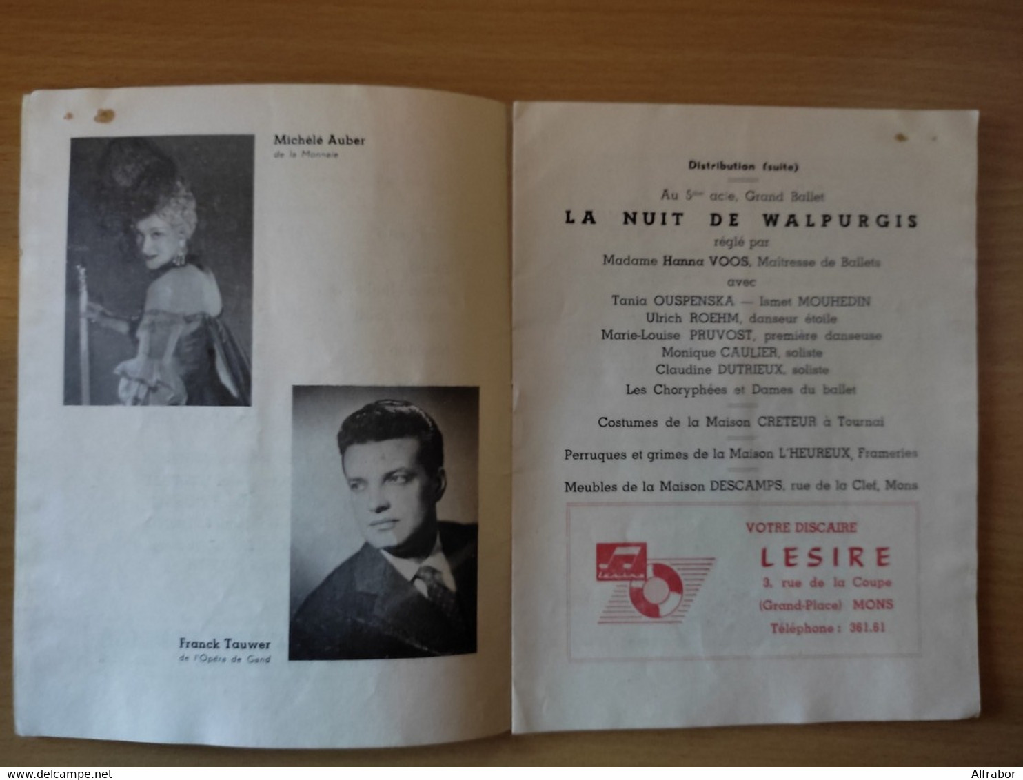 2 Billets Opéra FAUST Théâtre Royal De Mons (B) En 1960 Agraffés Au Programme. - Toegangskaarten