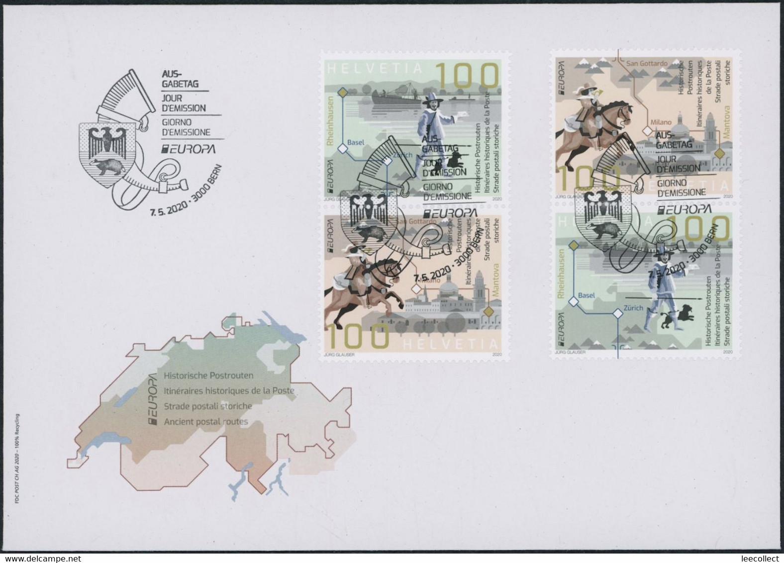 Suisse - 2020 - Europa - Zusammenhängende - Ersttagsbrief FDC ET - Ersttag Voll Stempel - Lettres & Documents