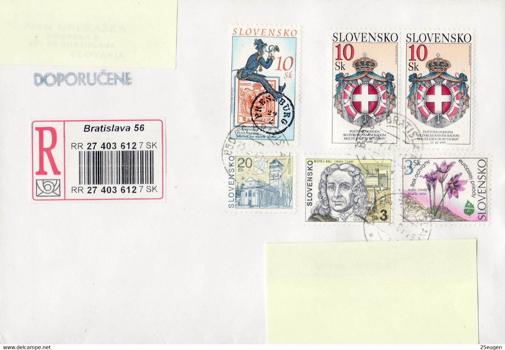 SLOVAKIA REGISTERED COVER SENT TO POLAND 2001 - Lettres & Documents