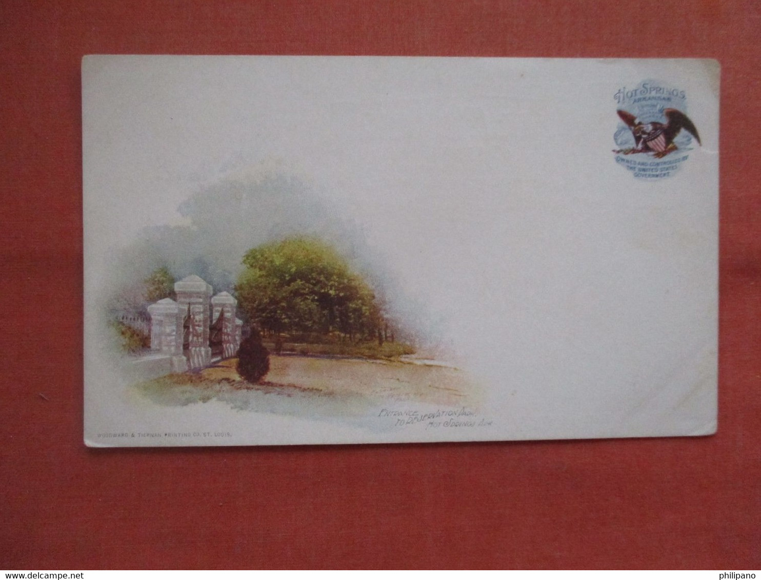 Private Mailing Card.    Entrance Reservation Park.  Hot Springs  Arkansas > Hot Springs     Ref  5332 - Hot Springs