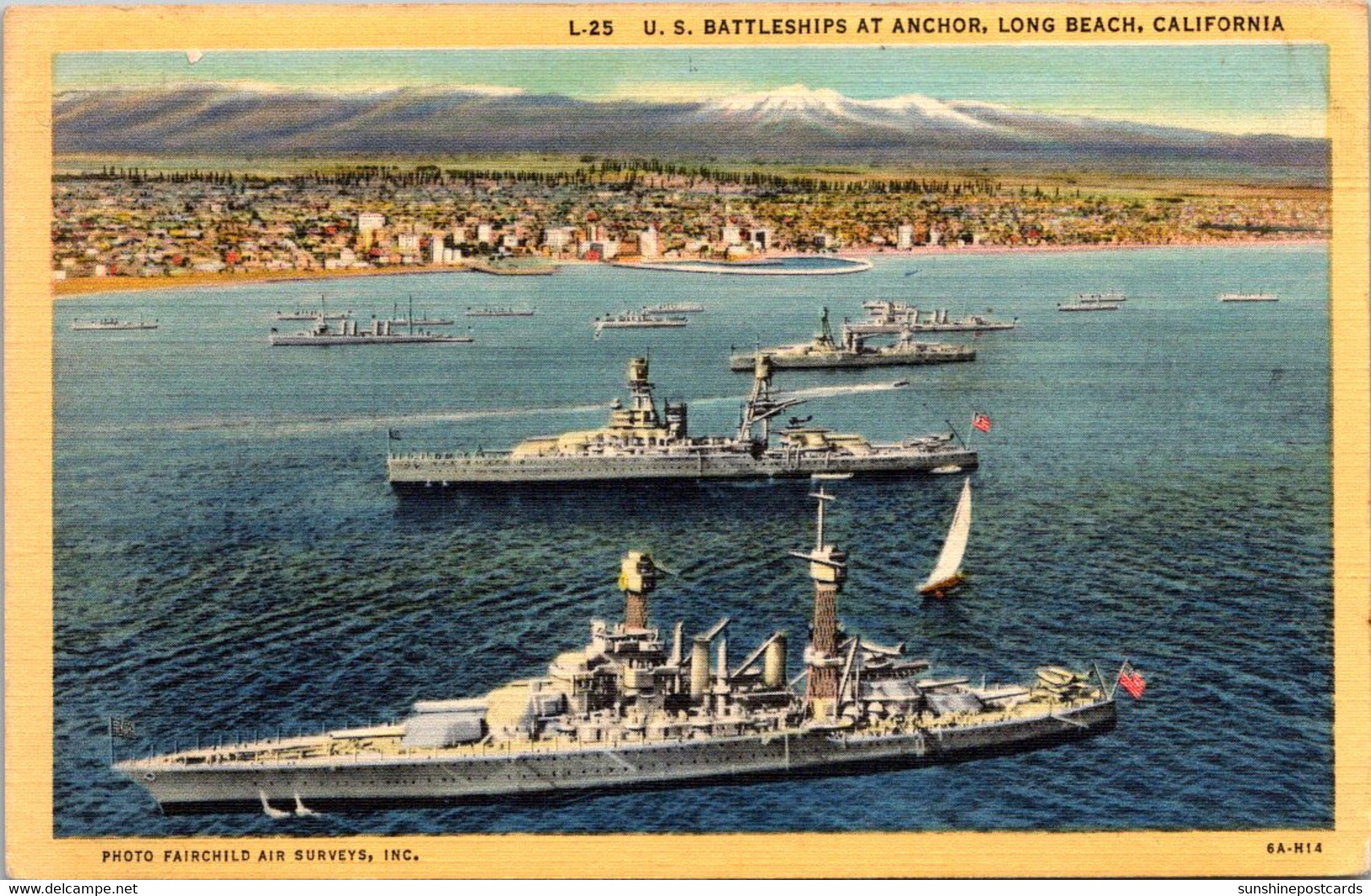 California Long Beach  U S Battleships At Anchor Curteich - Long Beach