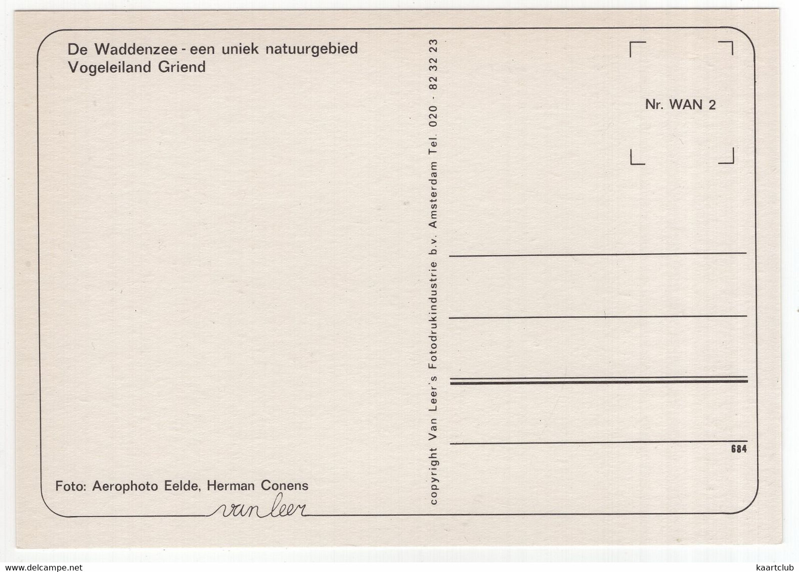 De Waddenzee - Een Uniek Natuurgebied: Vogeleiland Griend - (Nederland/Holland) - Nr. WAN 2 - Other & Unclassified