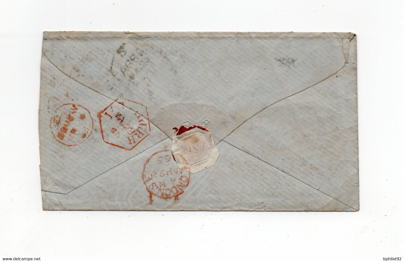 !!! INDE ANGLAISE, LETTRE DE SHAJEHANPORE DE 1865 POUR LONDRES, AFFRANCH TRICOLORE.  ARCHIVE CLARKE - 1858-79 Compañia Británica Y Gobierno De La Reina