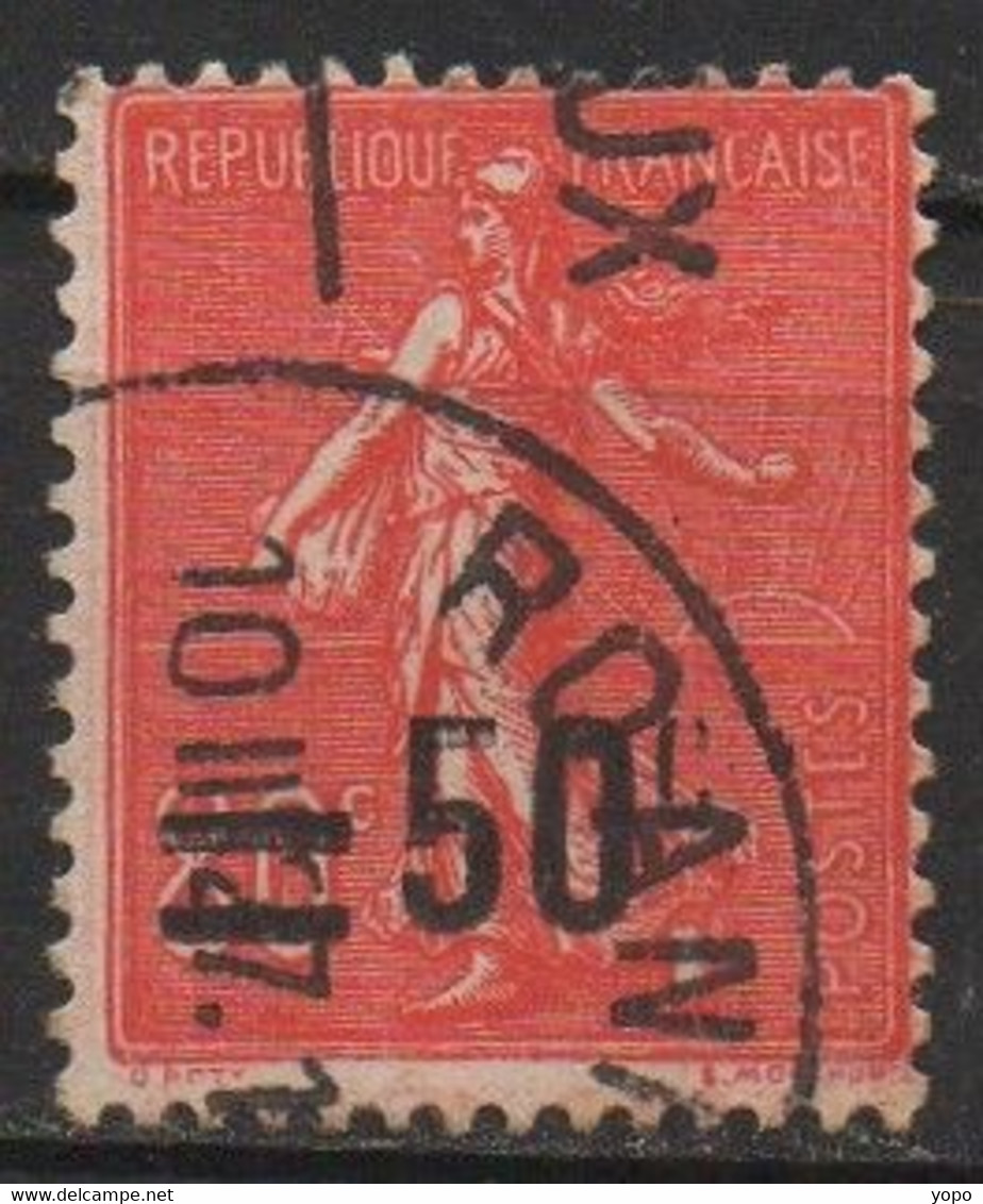 Variété Timbre SEMEUSE Lignée N°220 Petit C Très Fin Sur La Surcharge - Used Stamps