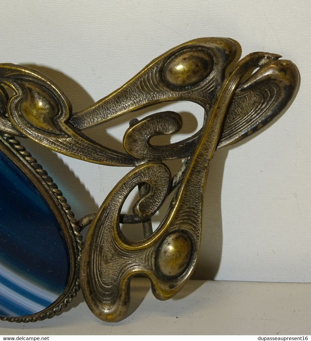 BELLE BOUCLE De CEINTURE ART NOUVEAU METAL Argenté PIERRE AGATE OBJET DE COLLECTION VETEMENTS ANCIENS - Autres & Non Classés