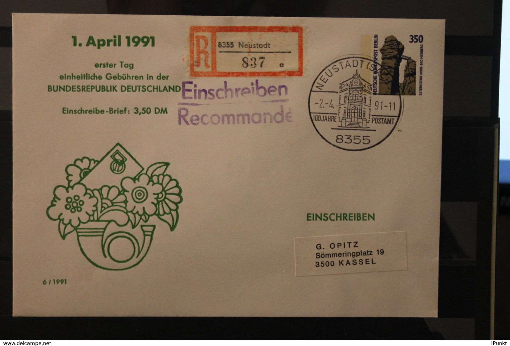 Deutschland, 1.April 1991; 1. Tag Der Einheitlichen Postgebühren In Deutschland; Ganzsache Sehenswürdigkeiten - Privé Briefomslagen - Gebruikt