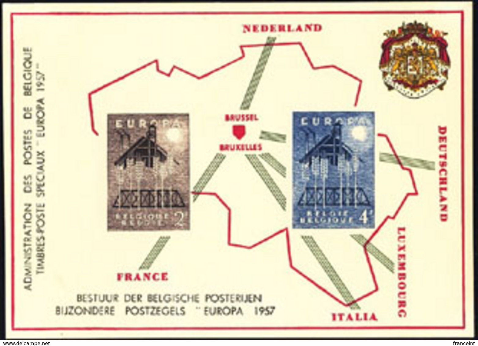 BELGIUM(1957) Grain. Factory. Collective Proof On Commemorative Card Issued By Post Office. Scott Nos 512-3 - Deluxe Sheetlets [LX]