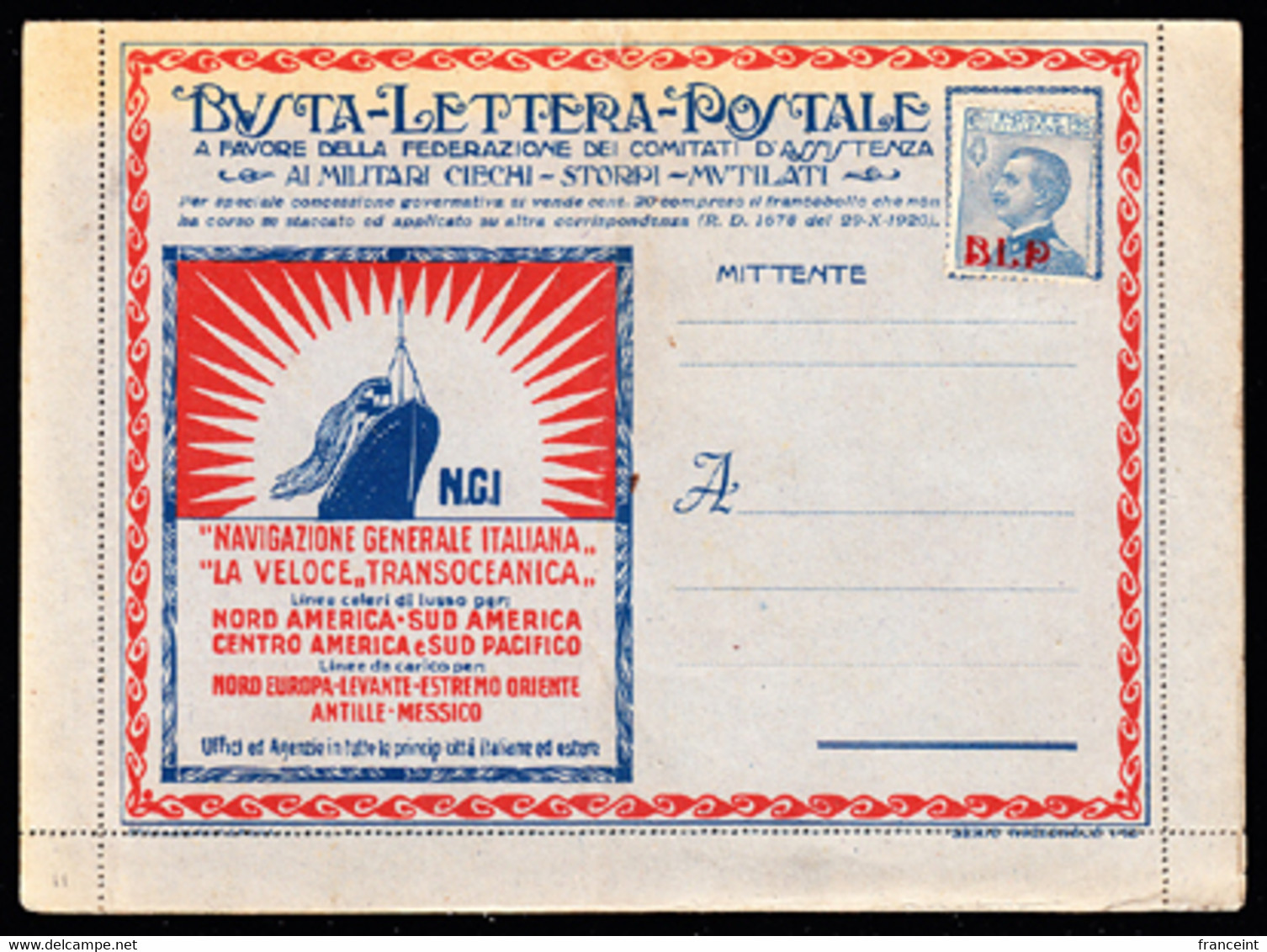 ITALY(1923) Typewriter. Cruise Ship. Auto. Bride. Chicken. Cow. Oil. Dentifrice. Insurance. Pasta. BLP Letter - Stamps For Advertising Covers (BLP)