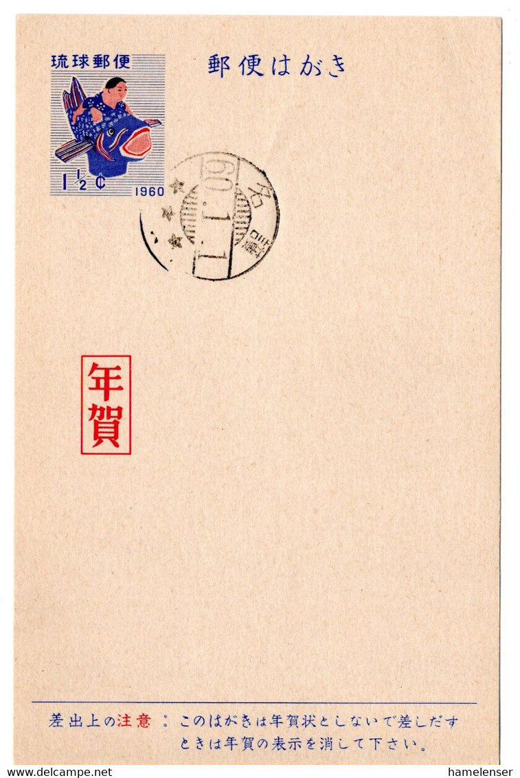 55691 - Japan / Ryukyu - 1960 - 1.5￠-Neujahrs-GA-Kte. M. Stpl. NAGO - Lettres & Documents