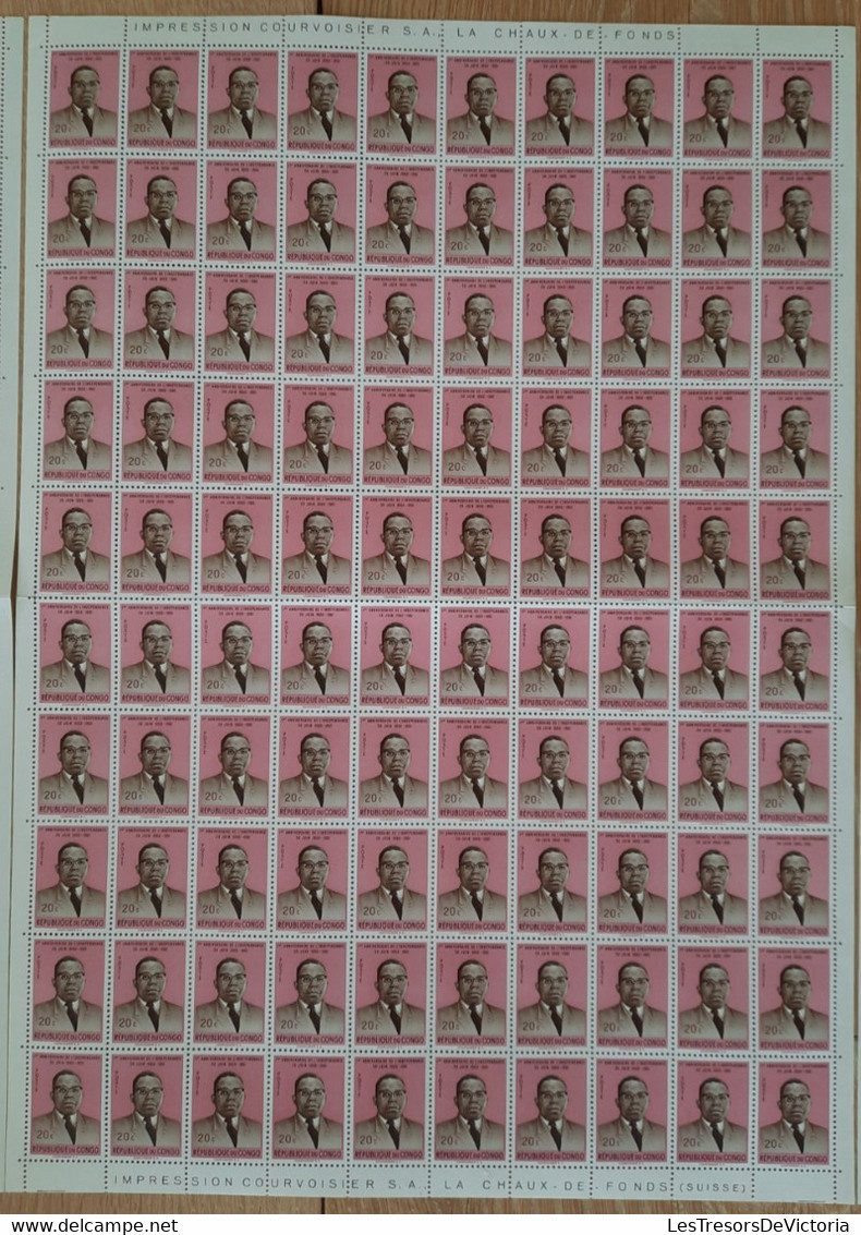 Feuille Complète X100 - Complete Sheet -  COB 431 ** 432 ** 433 ** 1961 REPUBLIQUE DU CONGO - BAISSE DE PRIX - Sonstige & Ohne Zuordnung