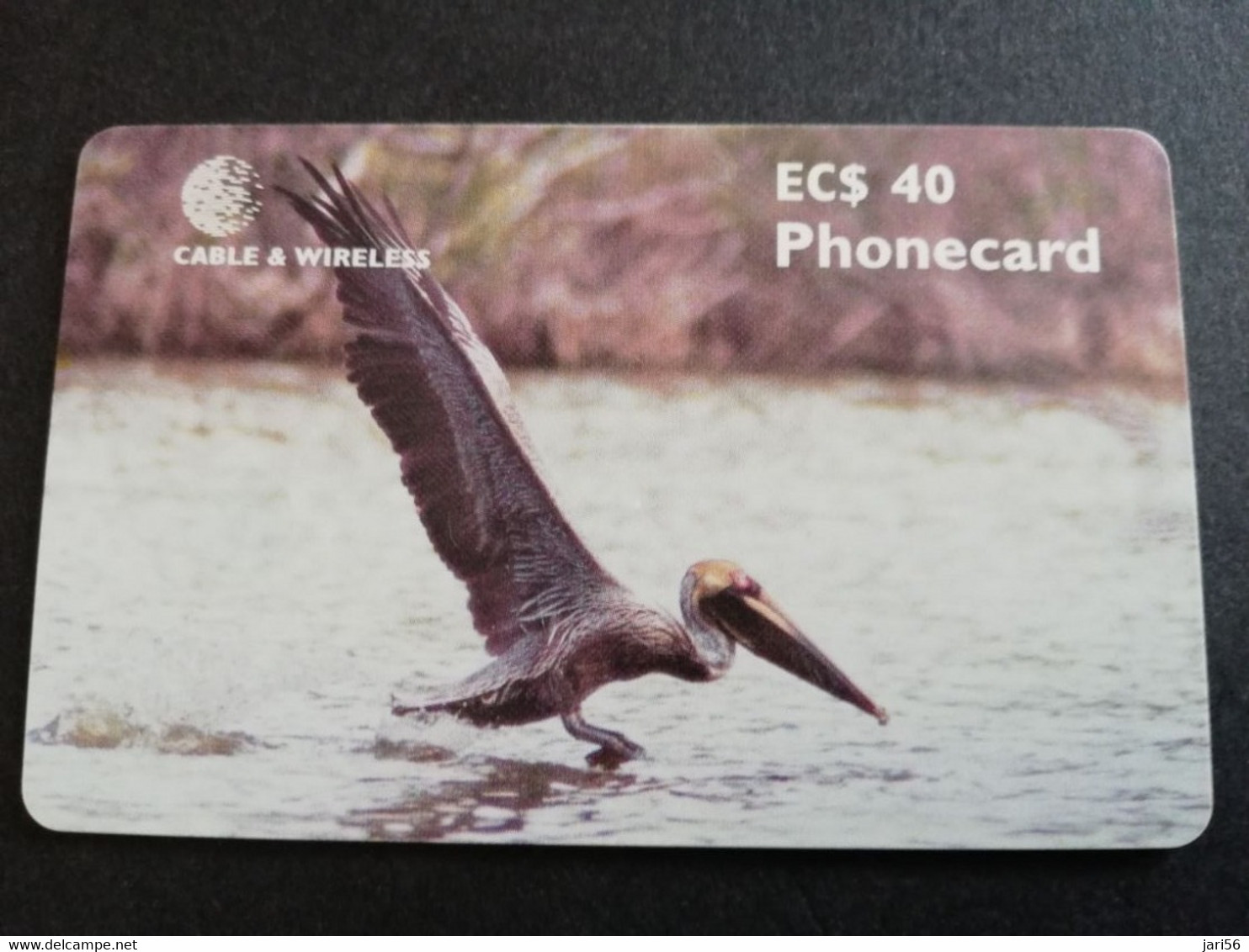 ANTIGUA  $40,- CHIPCARD  BROWN PELICAN AT MANGROVE SWAMP     Fine Used Card  ** 6622** - Antigua Et Barbuda