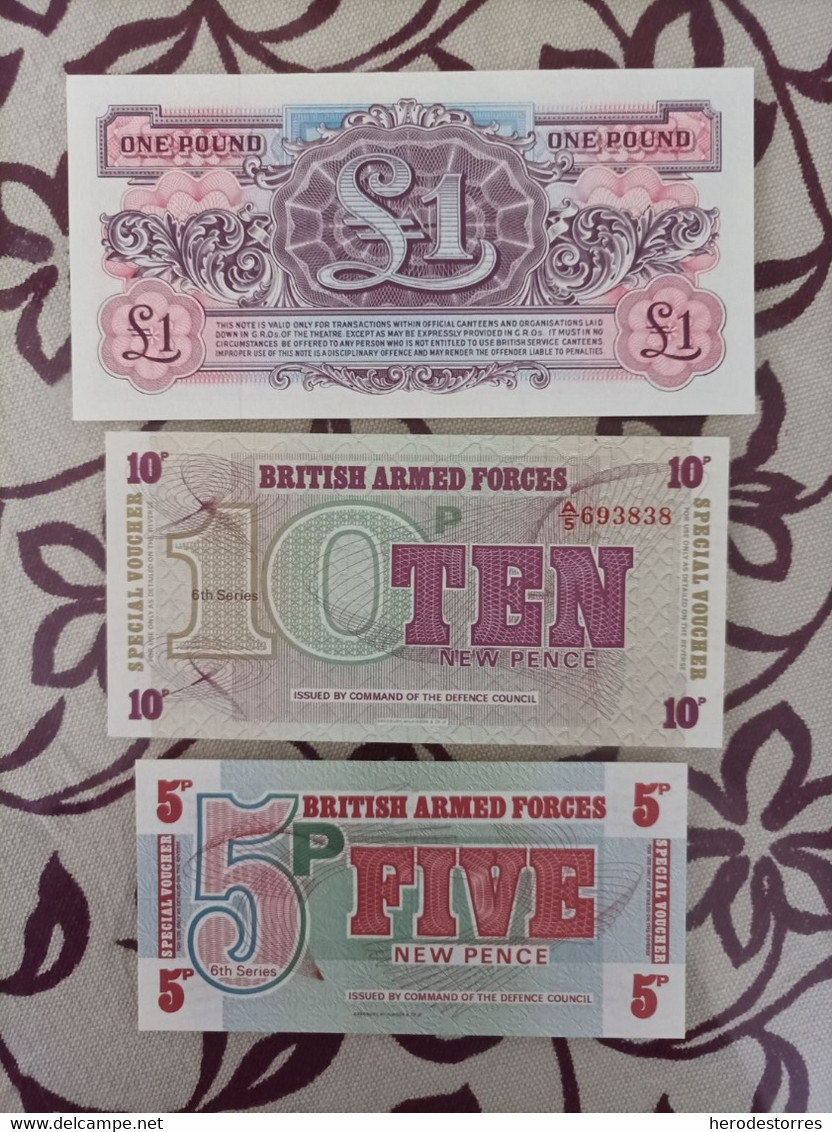 Lote De 3 Billetes De Inglaterra De Las Fuerzas Armadas, UNC - Andere & Zonder Classificatie