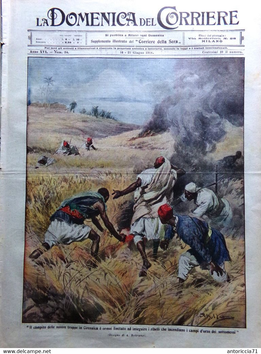 La Domenica Del Corriere 14 Giugno 1914 Messico Albania Assedio Durazzo Arezzo - War 1914-18