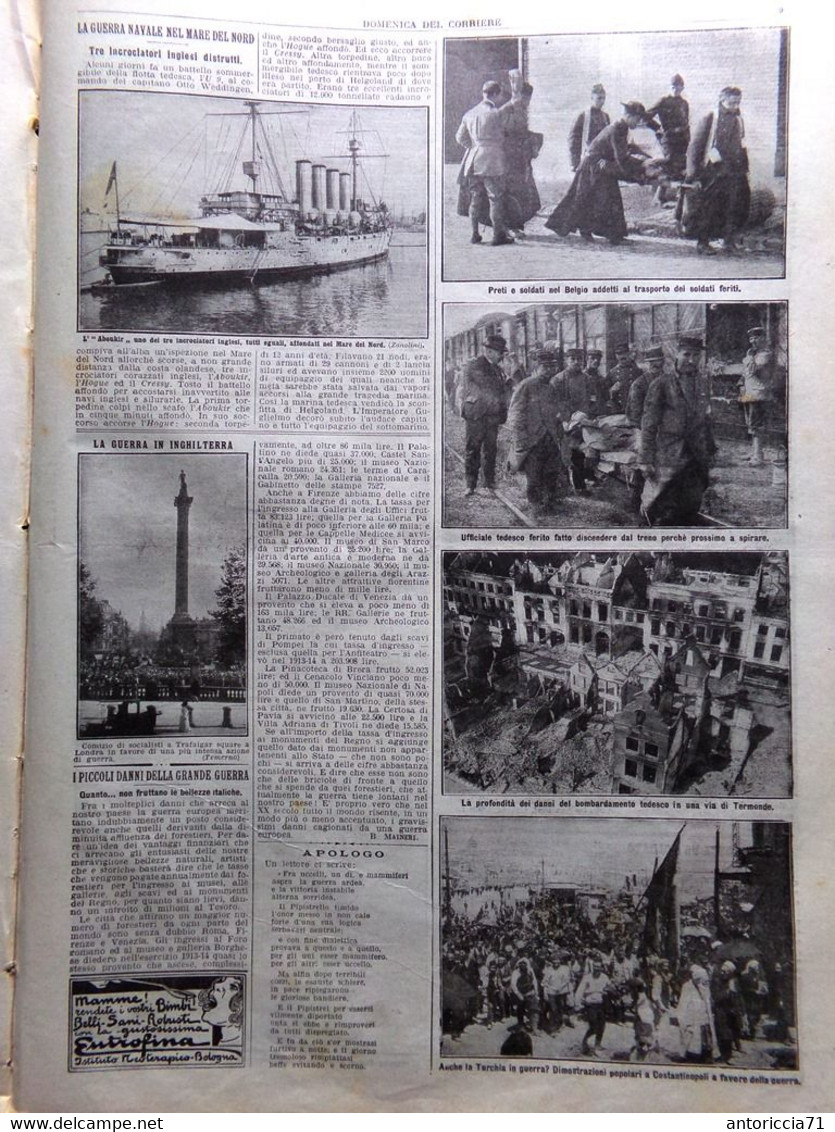 La Domenica Del Corriere 4 Ottobre 1914 WW1 Prussia Guerra Inghilterra Fusinato - Guerre 1914-18