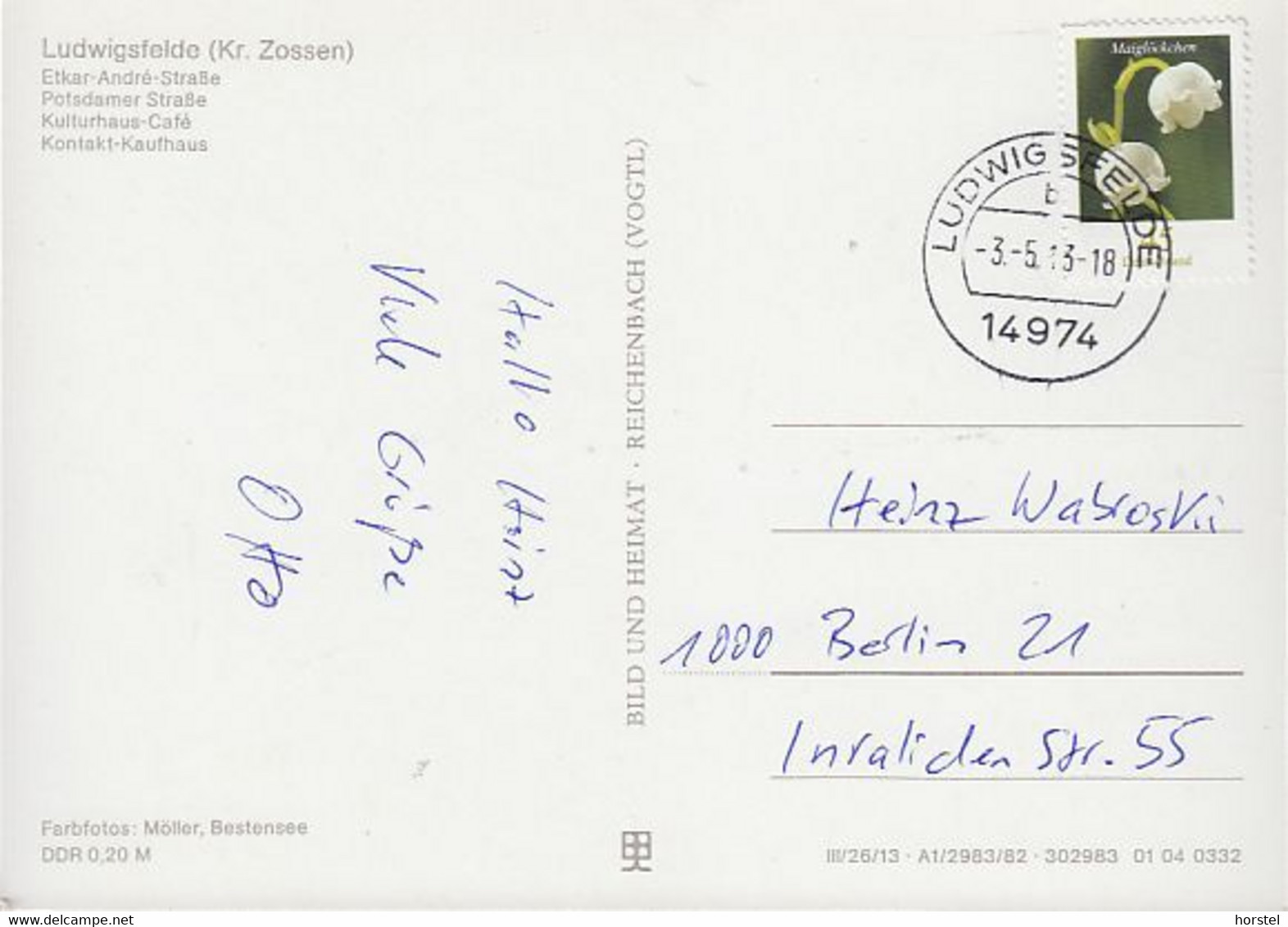 D-14974 Ludwigsfelde - Mehrbildkarte - Kulturhaus-Cafe - Kontakt- Kaufhaus - Cars - Nice Stamp - Ludwigsfelde