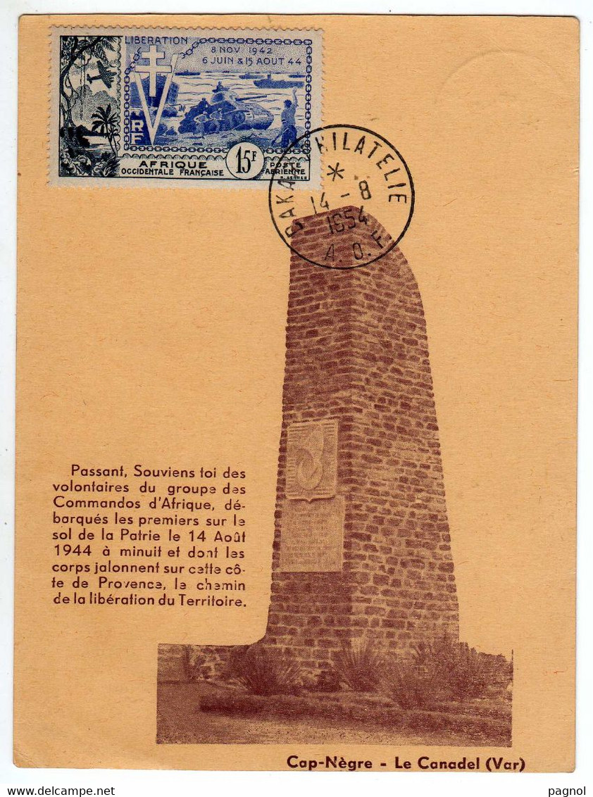 A.O.F. Dakar Philatélie : Carte Maximum : 10eme Anniversaire De La Libération 1954 - Briefe U. Dokumente
