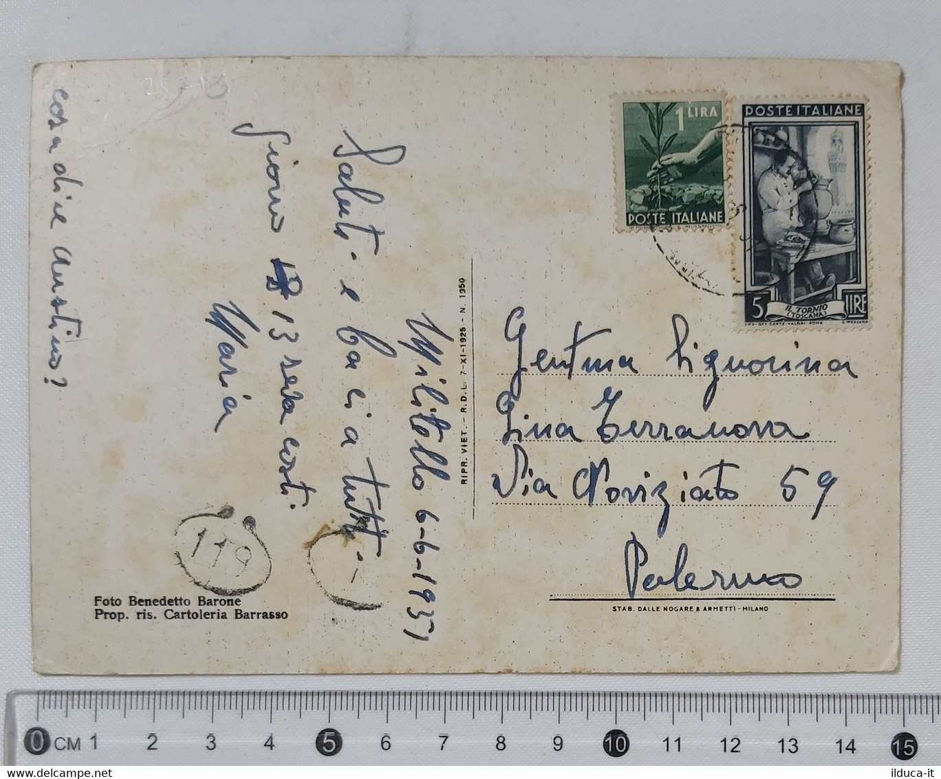 25713 Cartolina - Catania - Militello - Villa Vittorio Veneto - VG 1951 - Catania