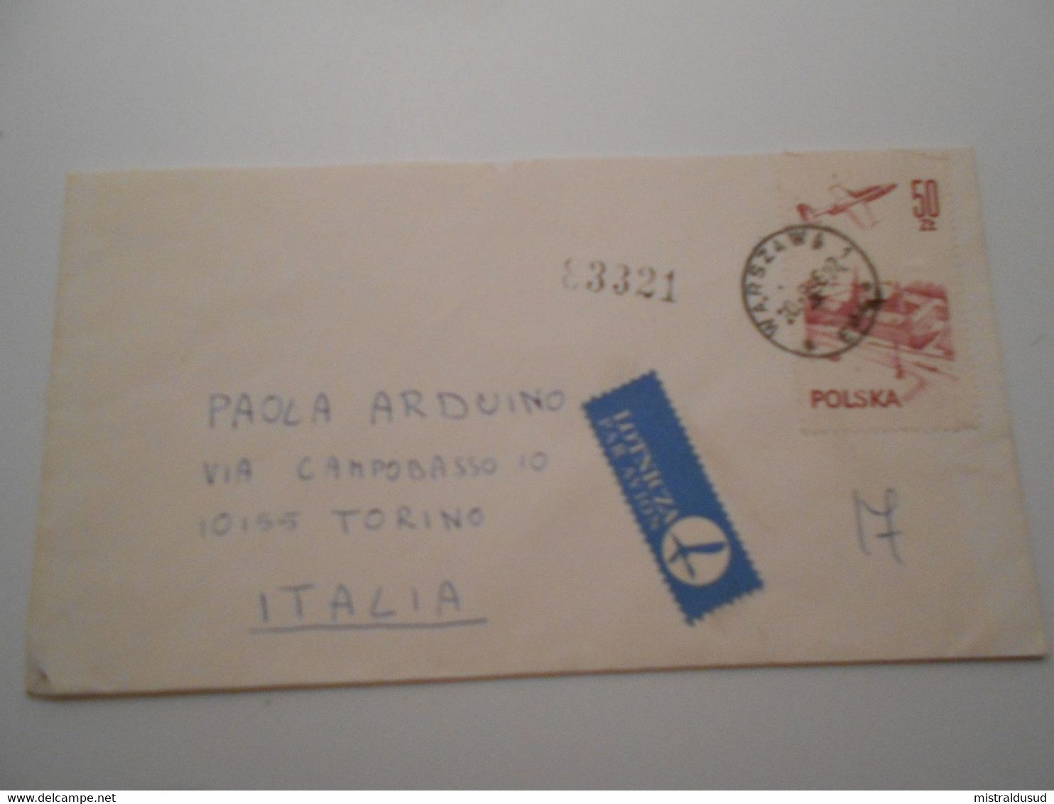 Pologne Poste Aerienne , Lettre De Warsawa 1986 Pour Torino - Flugzeuge