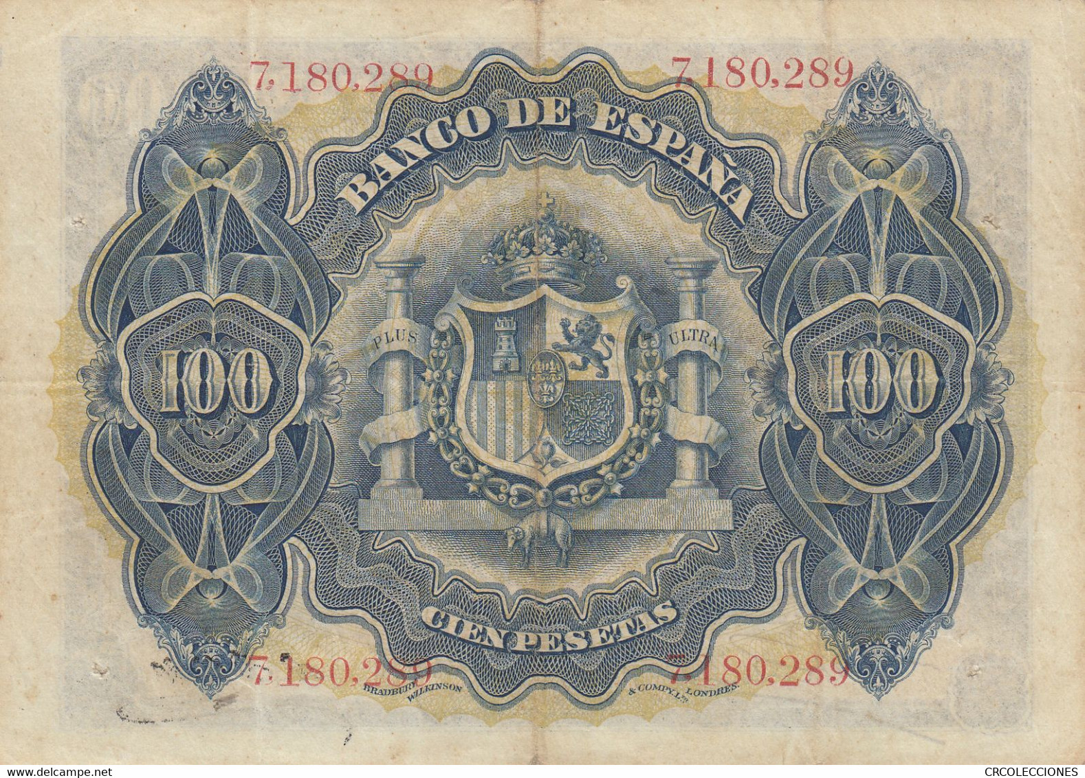 CRBS0320 BILLETE ESPAÑA 100 PESETAS 1906 SIN SERIE 70 - 100 Pesetas