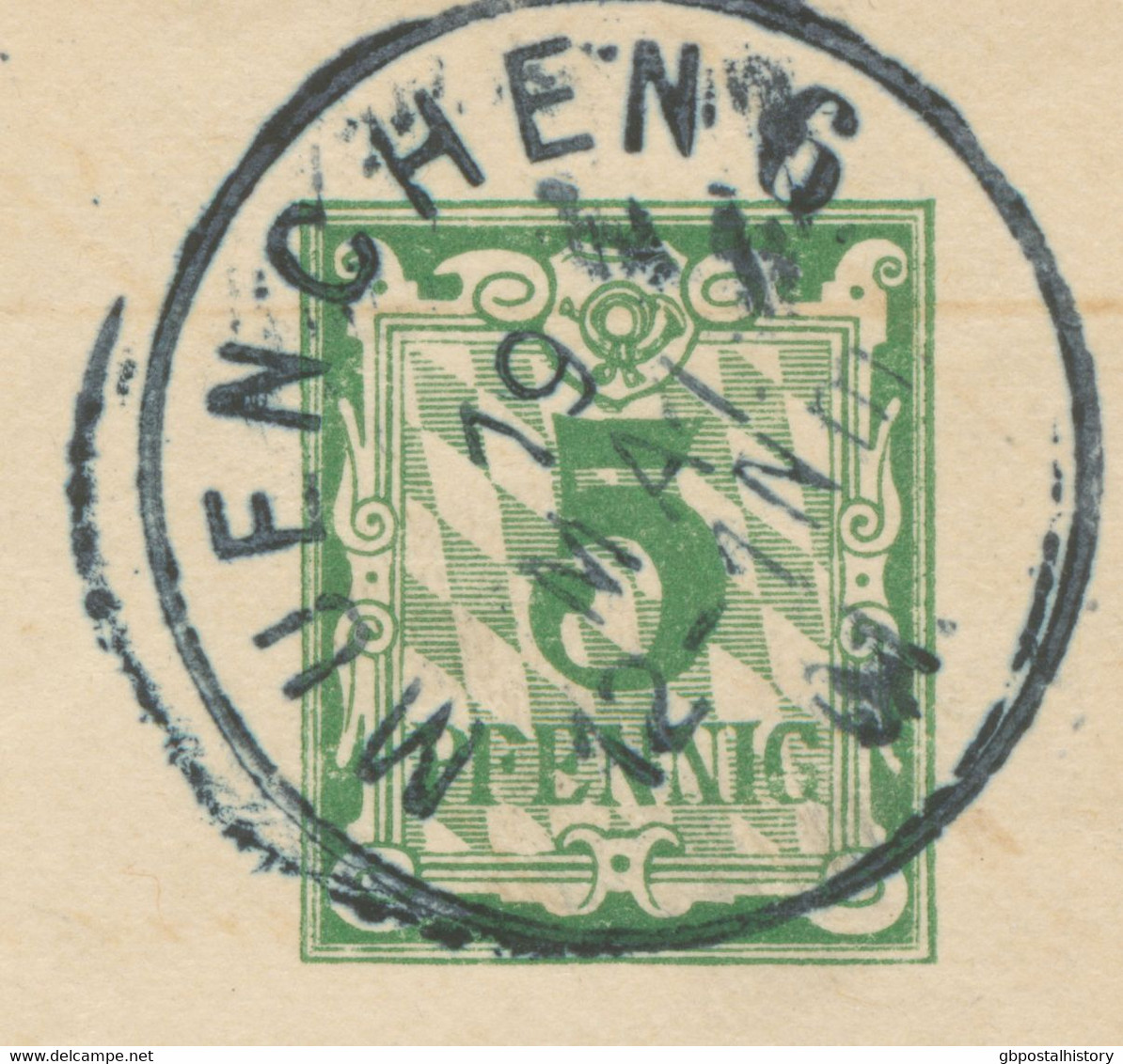 BAYERN ORTSSTEMPEL MUENCHEN 6 K1 (MÜNCHEN) 1901 Auf 5 Pf Rauten GA, JAHR MIT PUNKT: 01. Und DUNKELBLAUER STEMPELFARBE - Postal  Stationery
