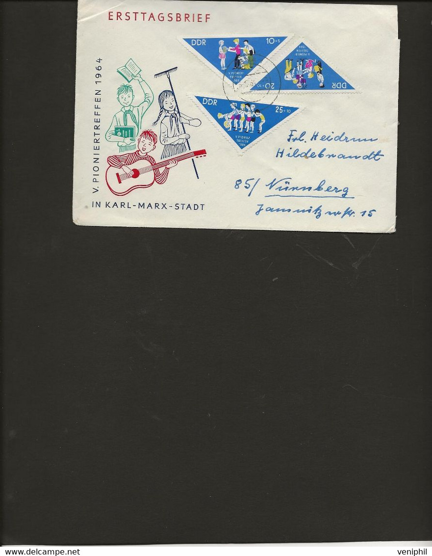 ALLEMAGNE ORIENTALE -LETTRE AFFRANCHIE SERIE 748 A 750 -  ANNEE 1964 - Lettres & Documents