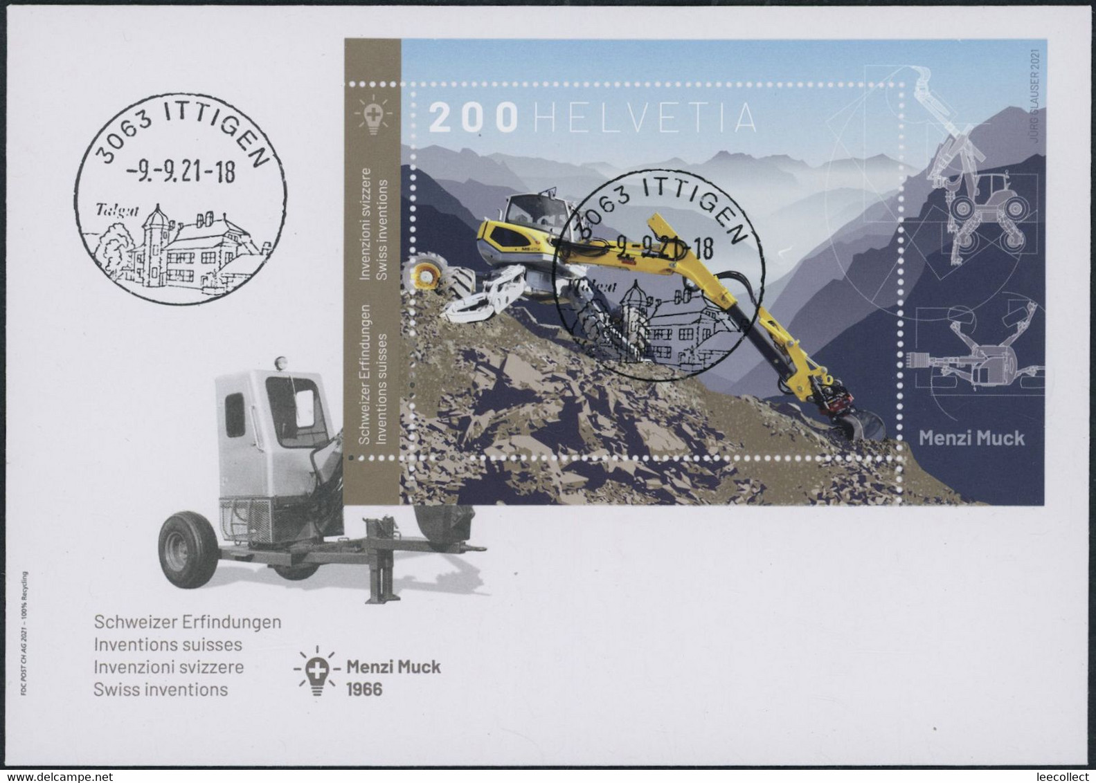 Suisse - 2021 - Menzi Muck - Block - Ersttagsbrief FDC ET - Ersttag Voll Stempel - Cartas & Documentos