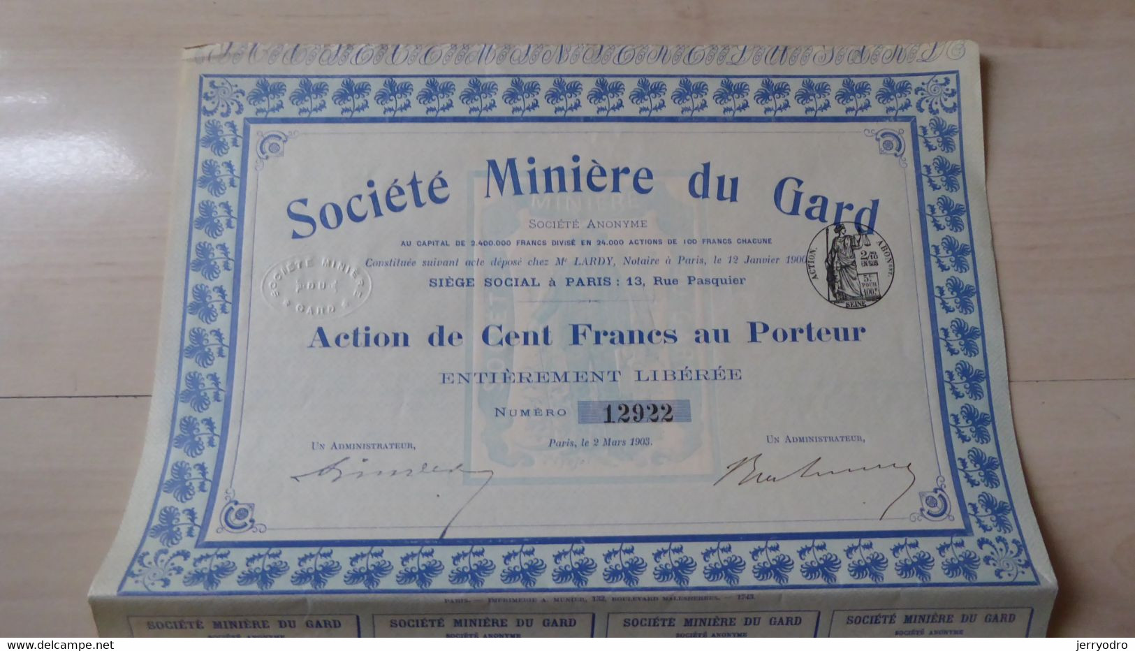 SOCIETE MINIERE Du GARD - 1904q - S - V