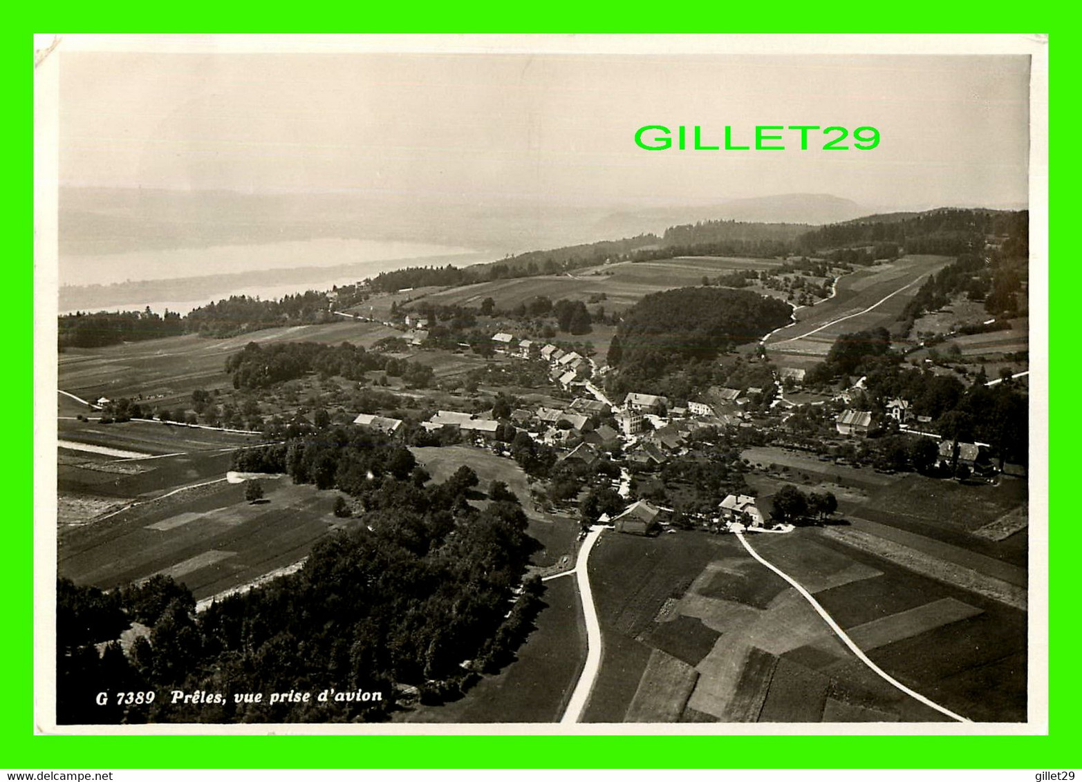 BERNE, SUISSE - PRÊLES, VUE PRISE EN AVION - CIRCULÉE EN 1937 - - Prêles