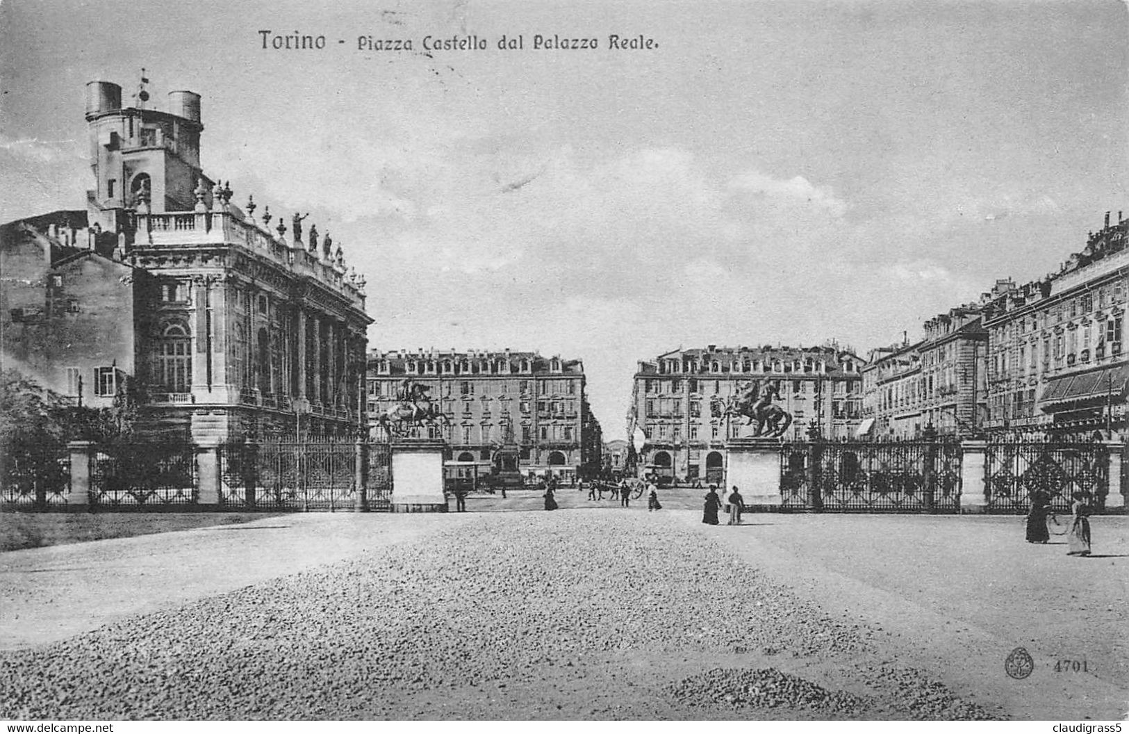 2552"TORINO- PIAZZA CASTELLO DAL PALAZZO REALE "ANIMATA     ANNI 30 - Places & Squares