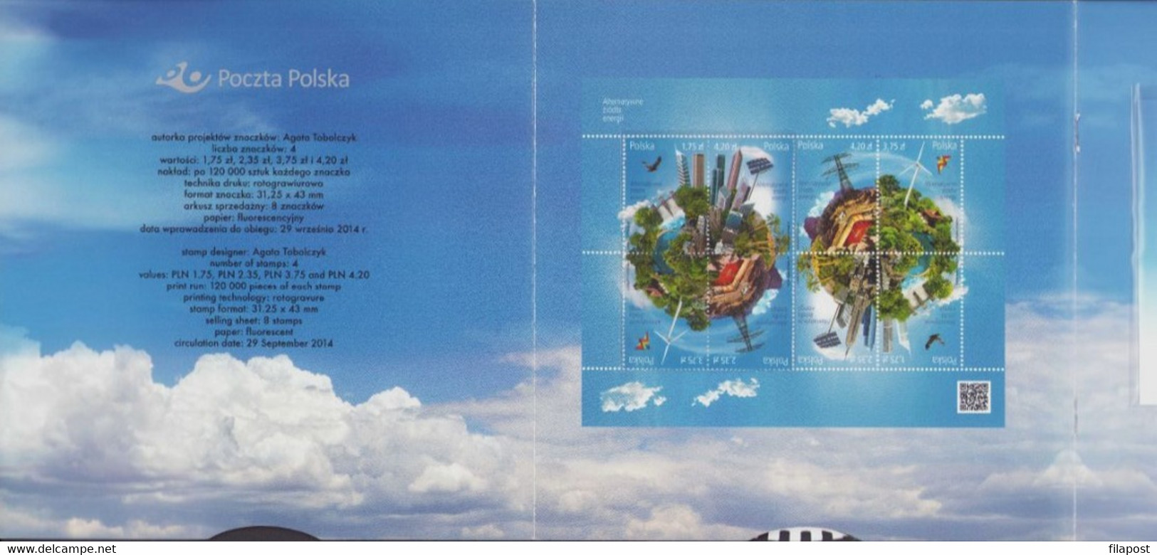 POLAND 2014 Interactive Booklet / Alternative Sources Of Energy, Globe, Environment, Eco, Full Set MNH** + 2 X FDC - Booklets