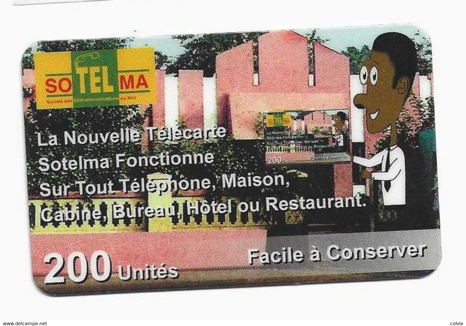 MALI RECHARGE SOTELMA 240U AU VERSO (ligne Une Fois Achetée, La Carte N'est Pas Remboursable) EN DESSOUS DU TRAIT - Mali