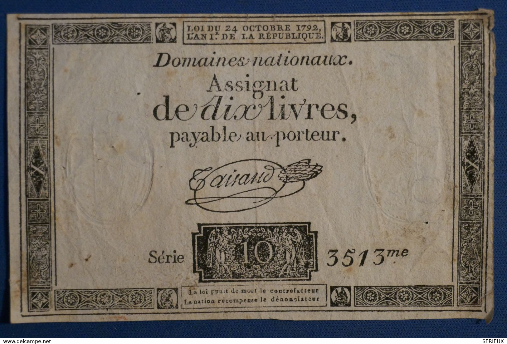 AJ15 ASSIGNAT   1792  10 LIVRES - Autres & Non Classés