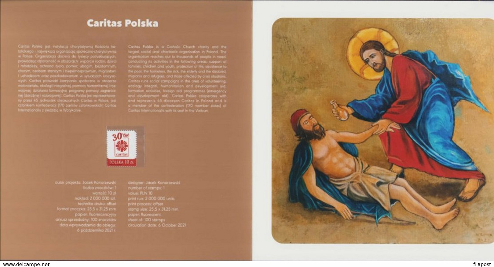 Poland 2021 Booklet / Caritas Polska, Organisation, Charity Institution, Church, Catholic Relief / With Stamp MNH** New! - Libretti