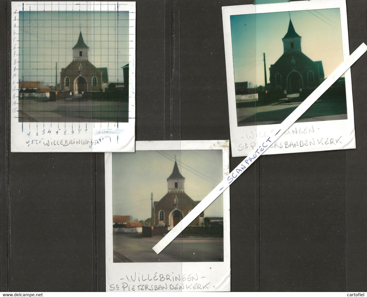 WILLEBRINGEN-ST.PIETERSBANDEN-KERK-LOTJE-3 POLAROID-FOTOS-JAREN 70-AFM.+-9-11 CM-UNIEKE OPNAMES UIT PRIVE-ARCHIEF - Boutersem